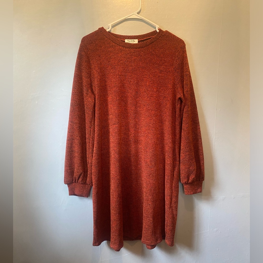 Burnt Orange Swing Sweater Dress.  Boutique Brand.  With Pockets.  Size Large
